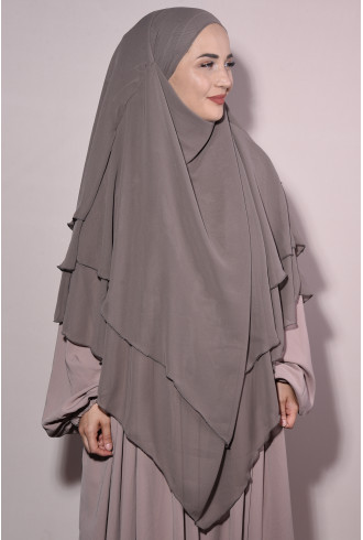 Sufle Khimar Peçeli Şifon Şal Açık Vizon Sufle Khimar Peçeli Şifon Şal Açık Vizon