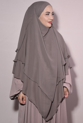 Sufle Khimar Peçeli Şifon Şal Açık Vizon Sufle Khimar Peçeli Şifon Şal Açık Vizon
