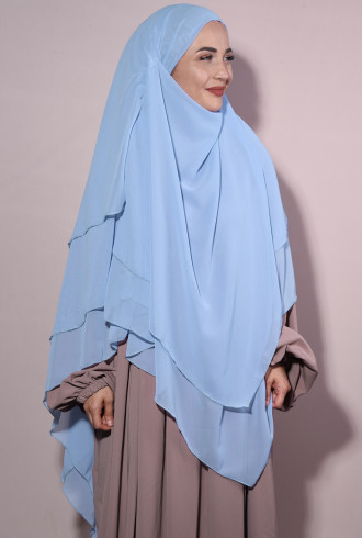 Sufle Khimar Hazır Peçeli Tesettür Bebe Mavisi Sufle Khimar Hazır Peçeli Tesettür Bebe Mavisi