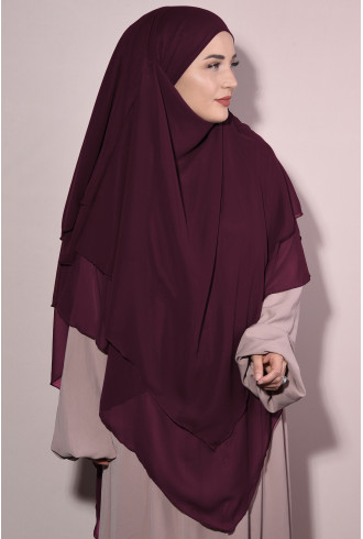 Şifon Hazır Peçeli Sufle Üç Katlı Bordo Şifon Hazır Peçeli Sufle Üç Katlı Bordo