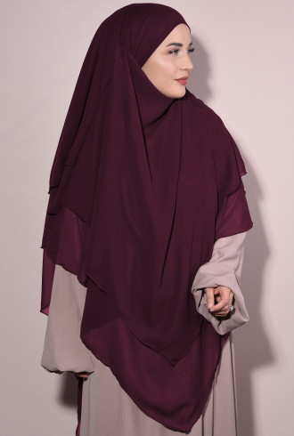 Şifon Hazır Peçeli Sufle Üç Katlı Bordo