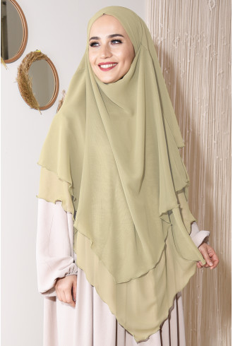Sufle Khimar Hazır Peçeli Şal Havana Krem Sufle Khimar Hazır Peçeli Şal Havana Krem