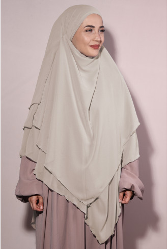 Sufle Khimar Peçeli Şal Krem Sufle Khimar Peçeli Şal Krem