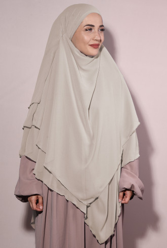 Sufle Khimar Peçeli Şal Krem