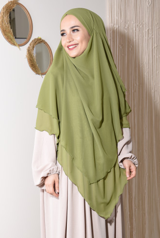 Hazır Şifon Sufle Khimar Üç Katlı Limoni Hazır Şifon Sufle Khimar Üç Katlı Limoni