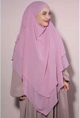 Üç Katlı Şifon Hazır Sufle Khimar Pudra Pembesi Üç Katlı Şifon Hazır Sufle Khimar Pudra Pembesi