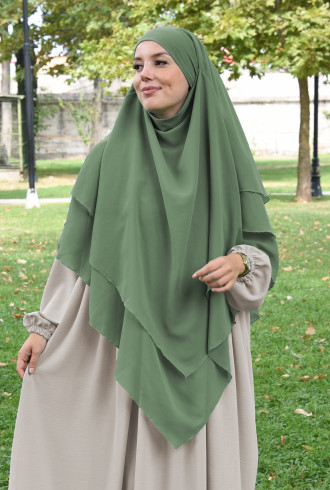 Sufle Khimar Peçeli Şal Soft Yeşil Sufle Khimar Peçeli Şal Soft Yeşil