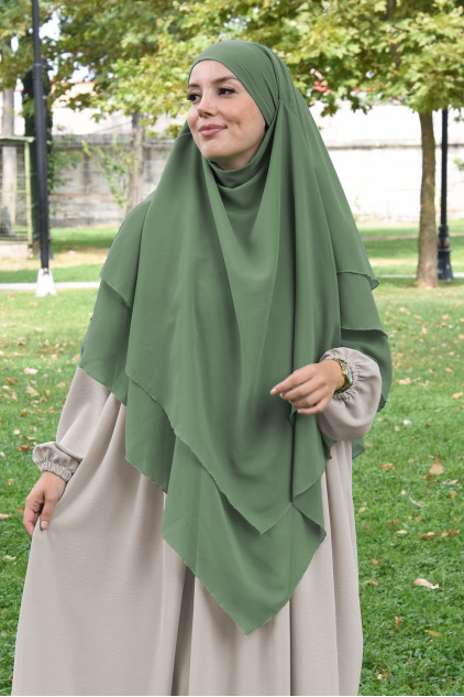 Sufle Khimar Peçeli Şal Soft Yeşil