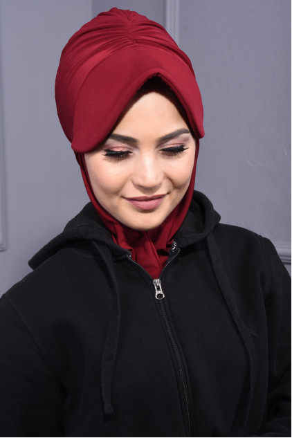 Spor Şapka Scarf Bordo