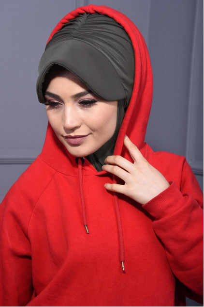 Spor Şapka Scarf Haki Yeşili