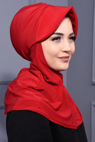 Spor Şapka Scarf Kırmızı Spor Şapka Scarf Kırmızı