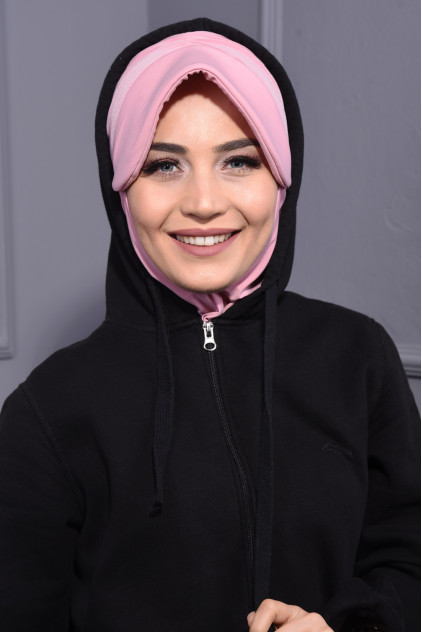 Spor Şapka Scarf Pudra Pembesi