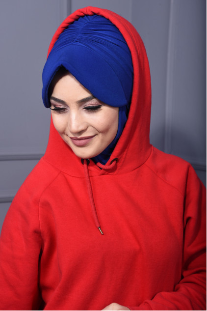 Spor Şapka Scarf Saks Mavisi