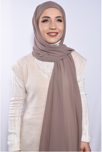 Şifon Boyunluklu Şal Açık Vizon Şifon Boyunluklu Şal Açık Vizon