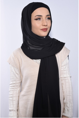 Şifon Boyunluklu Şal Siyah Şifon Boyunluklu Şal Siyah