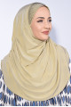Taşlı Pileli Hijab Bej