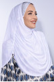 Taşlı Pileli Hijab Beyaz