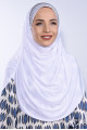 Taşlı Pileli Hijab Beyaz
