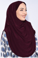 Taşlı Pileli Hijab Bordo