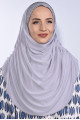 Taşlı Pileli Hijab Gümüş Gri