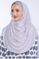 Taşlı Pileli Hijab Gümüş Gri