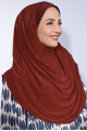 Taşlı Pileli Hijab Kiremit