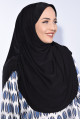 Taşlı Pileli Hijab Siyah