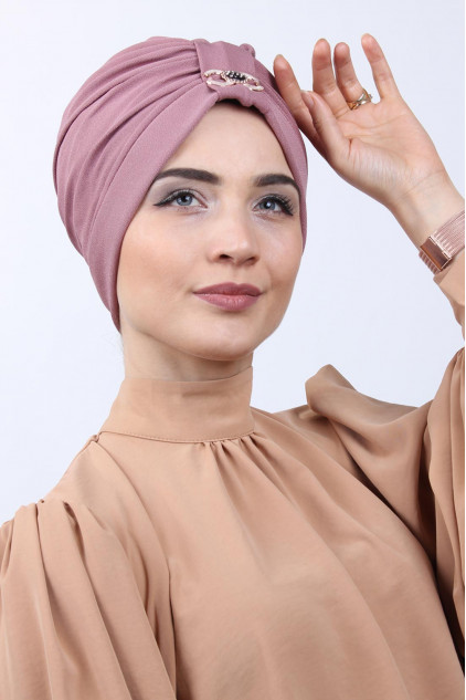 Tokalı Çift Taraflı Bone Gül Kurusu Tokalı Çift Taraflı Bone Gül Kurusu