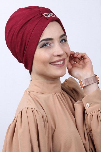 Tokalı Bordo Çift Taraflı Bone Tokalı Bordo Çift Taraflı Bone