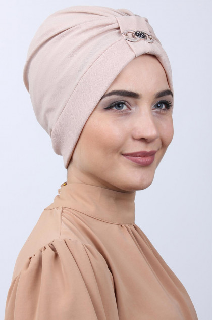 Tokalı Çift Taraflı Bone Bej Tokalı Çift Taraflı Bone Bej