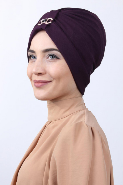Tokalı Çift Taraflı Bone Mor Tokalı Çift Taraflı Bone Mor